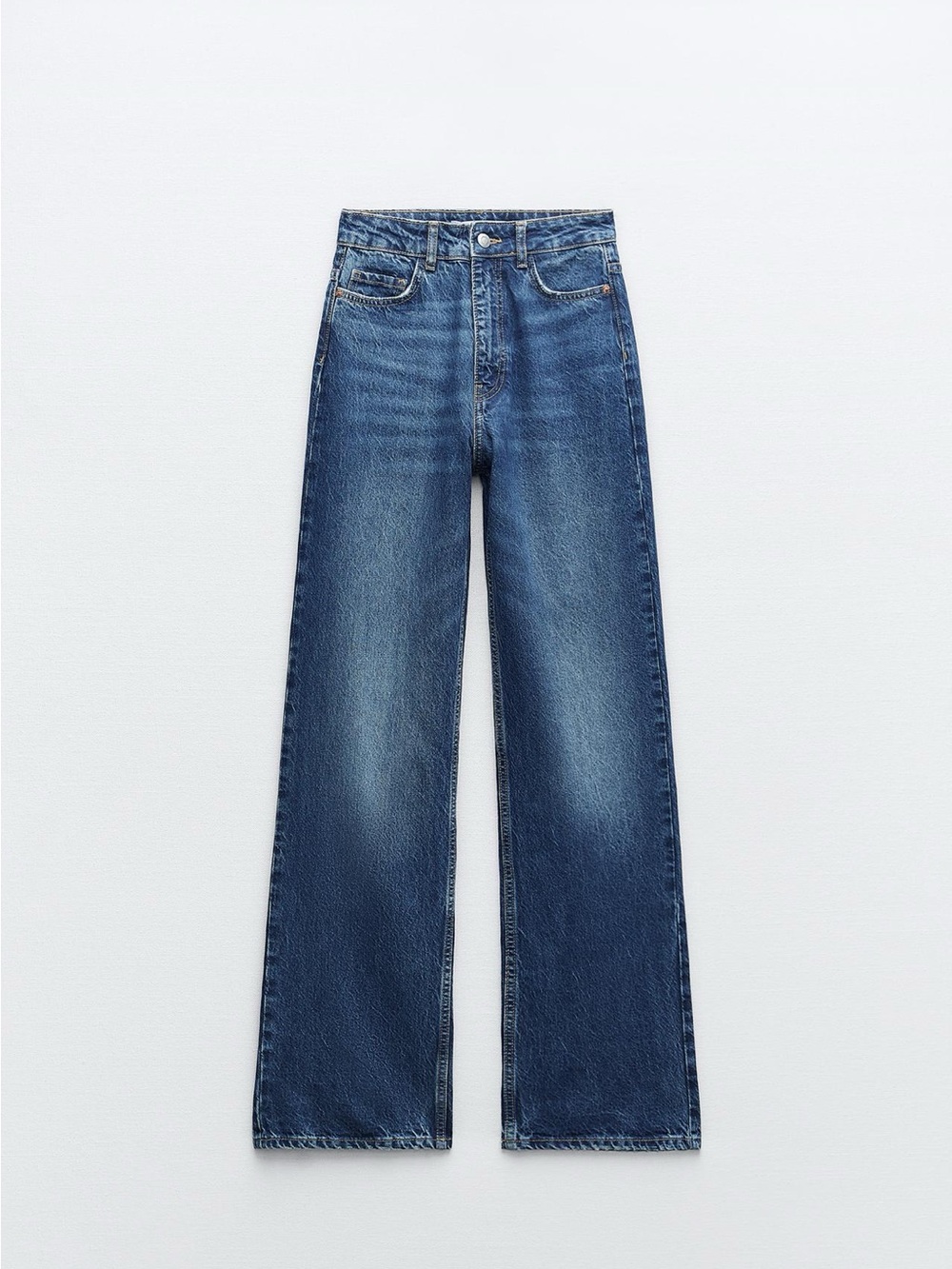 Zara High Wasted Full Length Straight Leg Jeans